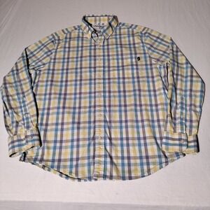 Chubbies Shirt Sz L Purple Yellow Blue White Plaid Button Up Cotton Blend L/S